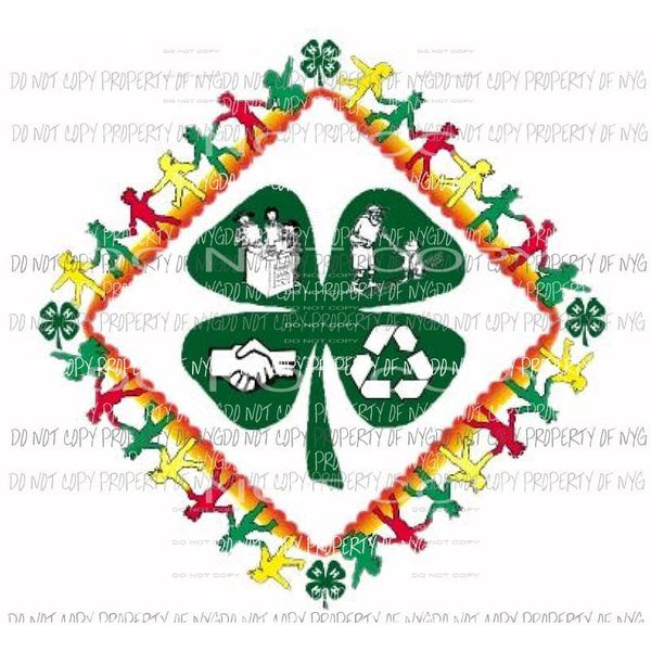 4H clover boarder sublimation Transfers Heat Transfer