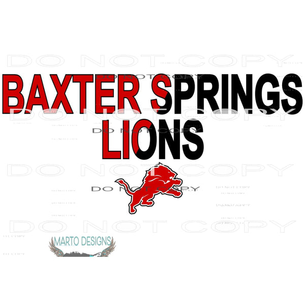 baxter springs lions # 160 Sublimation transfers - Heat