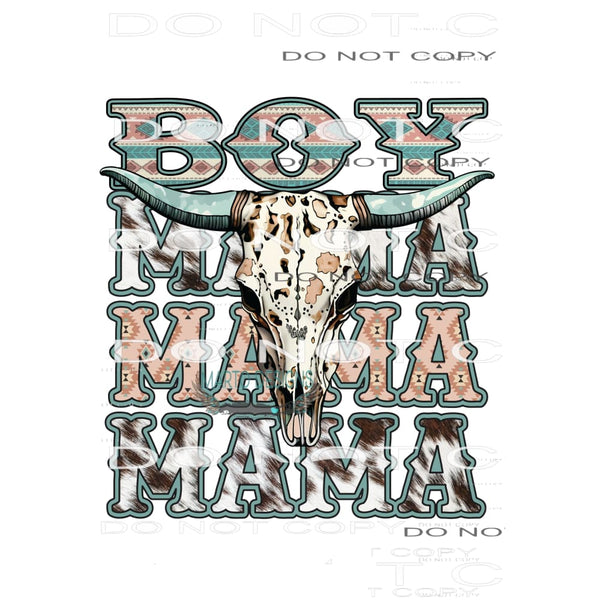 Boy mama Bull skull # 1829 Sublimation transfers - Heat