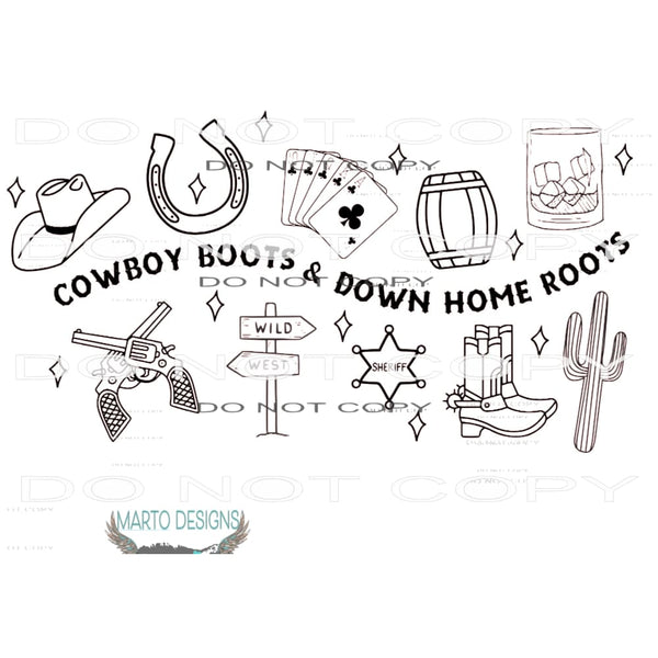 Cowboy Boots Down Home Roots #10471 Sublimation transfers