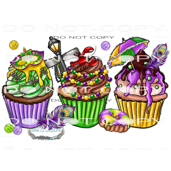 Cupcake Mardi Gras #9795 Sublimation transfers - Heat