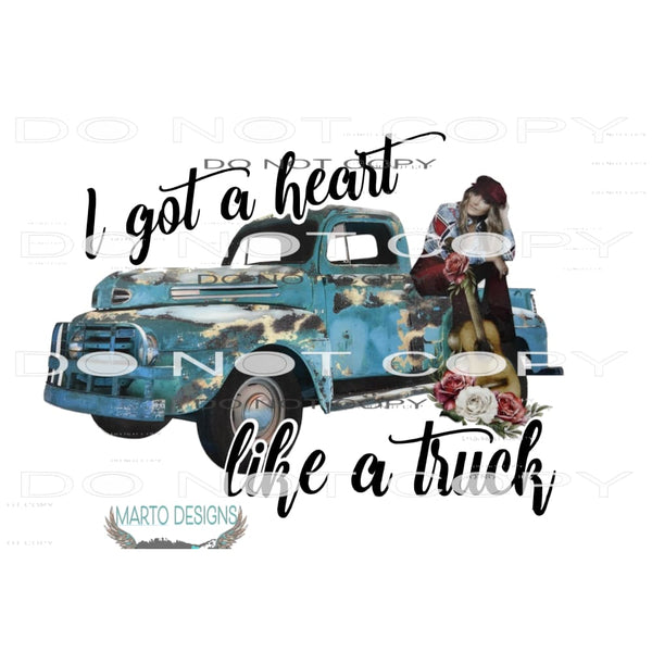 custom heart like a truck 1111 Sublimation transfers - Heat