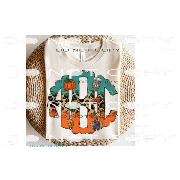 Fall Monogram leave letters in notes Sublimation transfers -