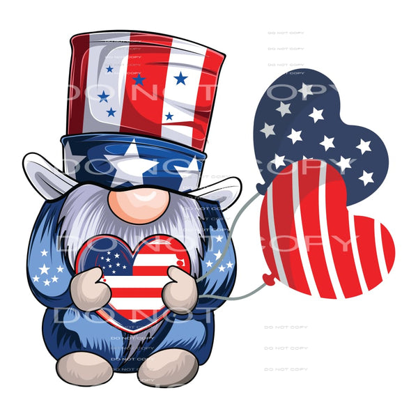 Flag gnome holding heart # 1046 Sublimation transfer - Heat