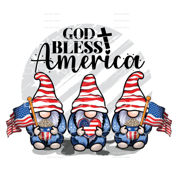 God bless america gnomes # 1047 Sublimation transfer - Heat