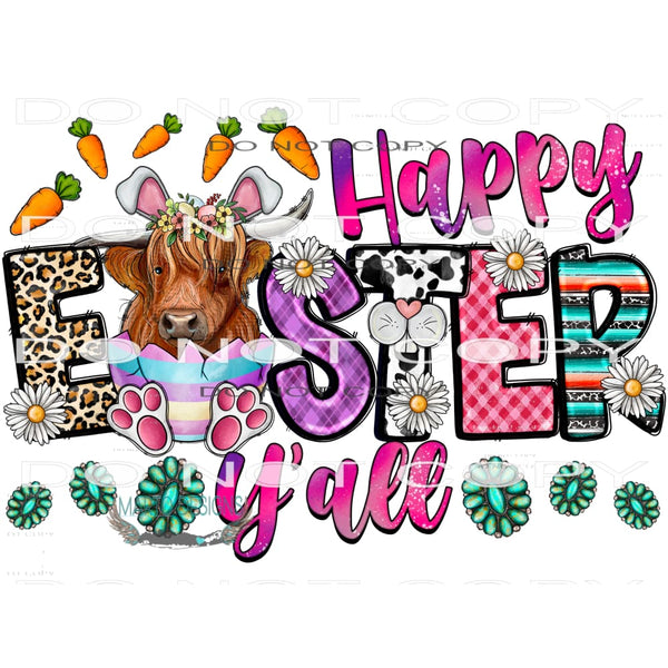 Happy Easter Y’all Cow #10052 Sublimation transfers - Heat