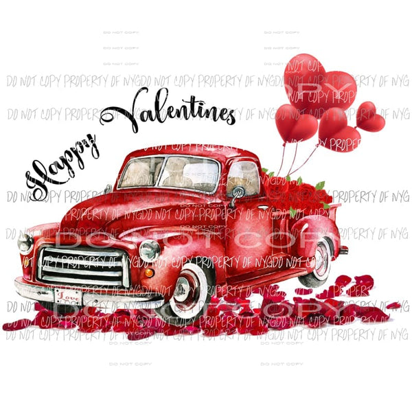 Happy Valentines vintage red truck hearts Sublimation transfers Heat Transfer
