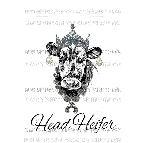 Head Heifer #1 cow crown jewelry Sublimation transfers Heat Transfer