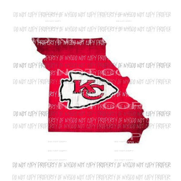 Kansas City Chiefs red state outline with arrowhead Sublimation transfers Heat Transfer