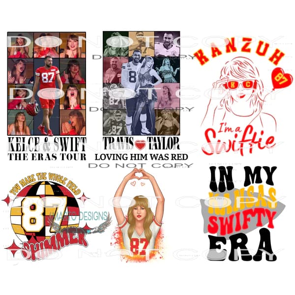 kelce swift chiefs Set of 6 transfers Sublimation transfers