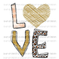 LOVE stacked letters gold leopard Sublimation transfers Heat Transfer