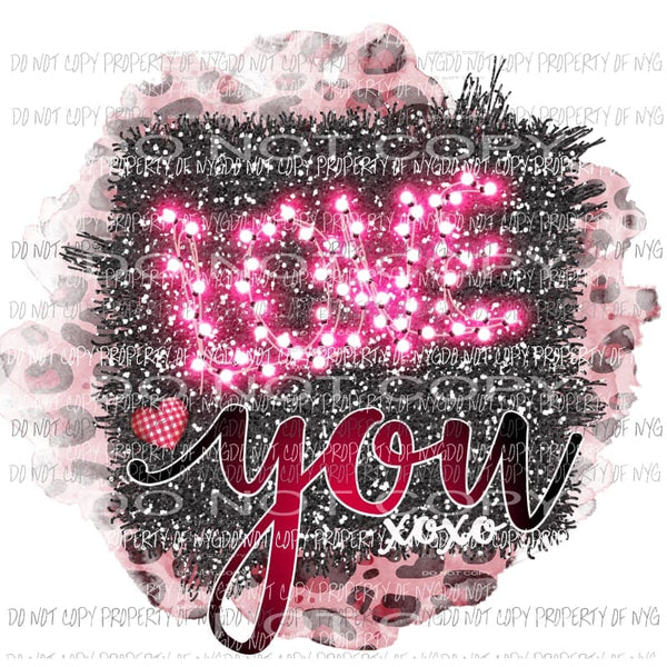 LOVE You pink leopard Sublimation transfers Heat Transfer