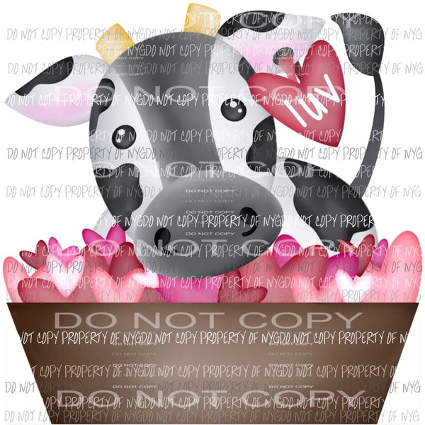 Luv cow eating Valentines hearts Sublimation transfers Heat Transfer