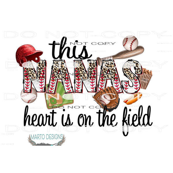 Mama - Mimi Mom Nana this custom name heart is on the field