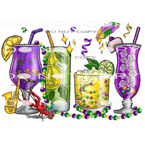 Mardi Gras Drinks #9794 Sublimation transfers - Heat