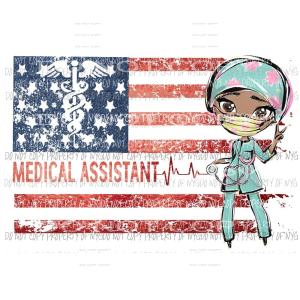 Medical Assistant african american girl grunge flag #1 Sublimation transfers Heat Transfer