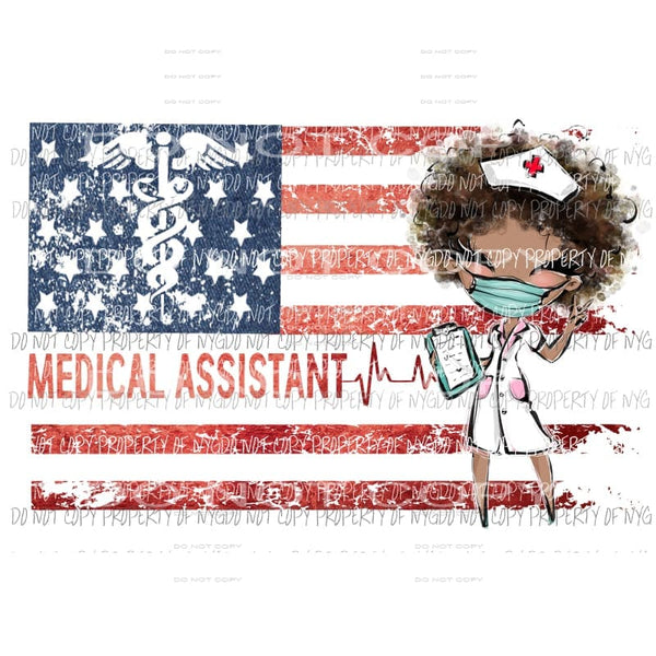 Medical Assistant african american girl grunge flag #2 Sublimation transfers Heat Transfer