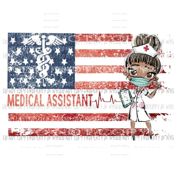 Medical Assistant african american girl grunge flag #3 Sublimation transfers Heat Transfer