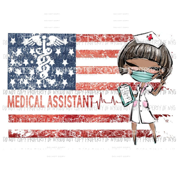 Medical Assistant african american girl grunge flag #4 Sublimation transfers Heat Transfer