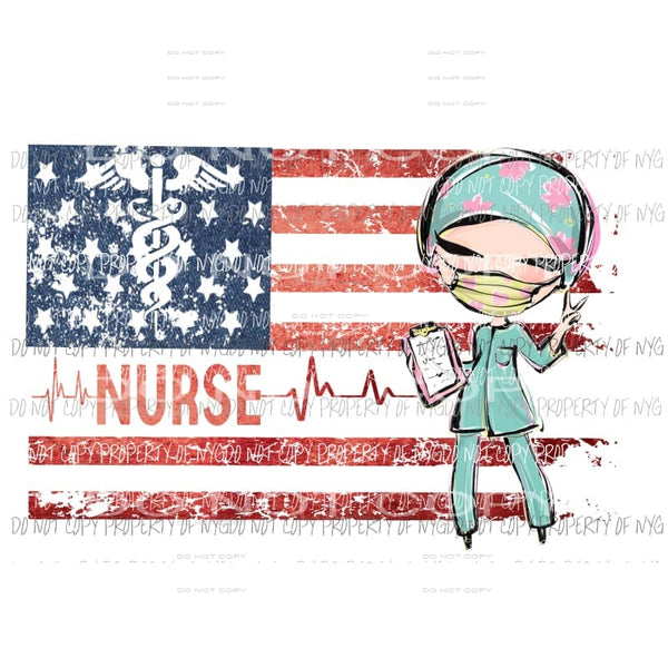 Nurse girl grunge flag #2 Sublimation transfers Heat Transfer