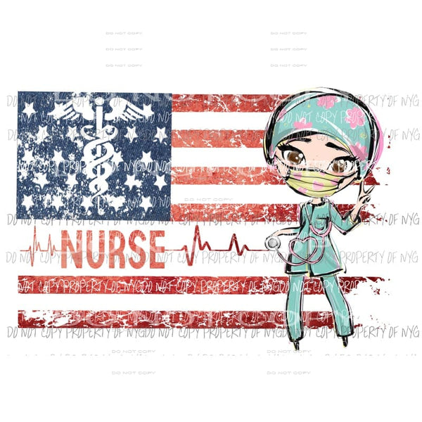 Nurse girl grunge flag #4 Sublimation transfers Heat Transfer
