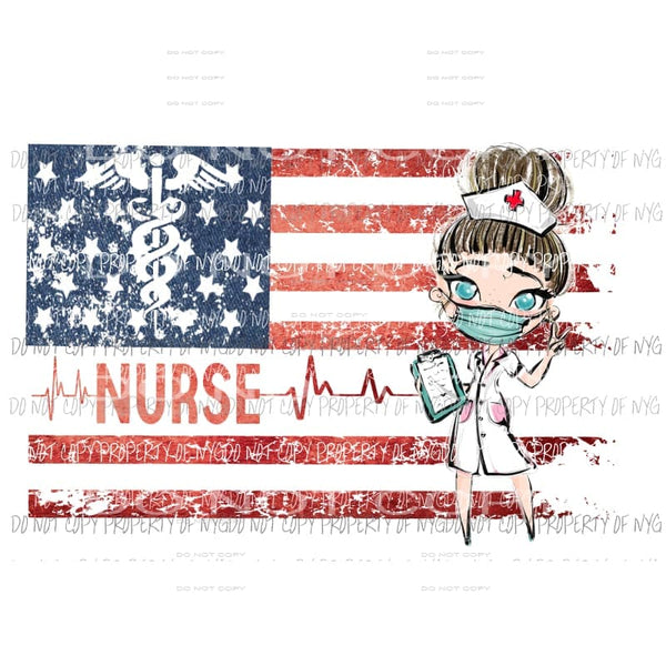 Nurse girl grunge flag #5 Sublimation transfers Heat Transfer