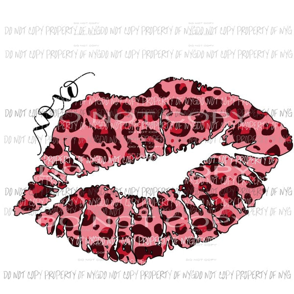 Pink Leopard Lips XOXO Valentines Sublimation transfers Heat Transfer