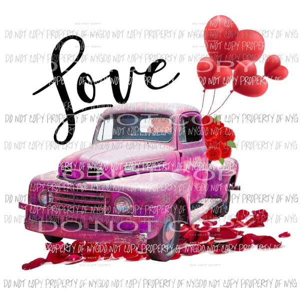 Pink Valentine truck LOVE red hearts Sublimation transfers Heat Transfer