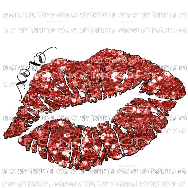 Red Glitter Lips XOXO Valentines Sublimation transfers Heat Transfer