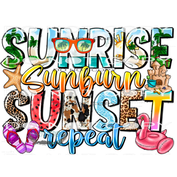 Sunrise Sunburn Sunset Repeat #10419 Sublimation transfers