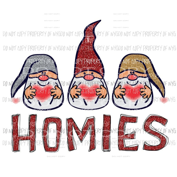Valentine Homies gnome trio Sublimation transfers Heat Transfer