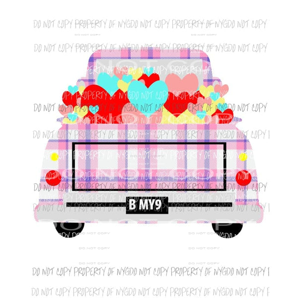 Valentines Truck #2 pink hearts Sublimation transfers Heat Transfer