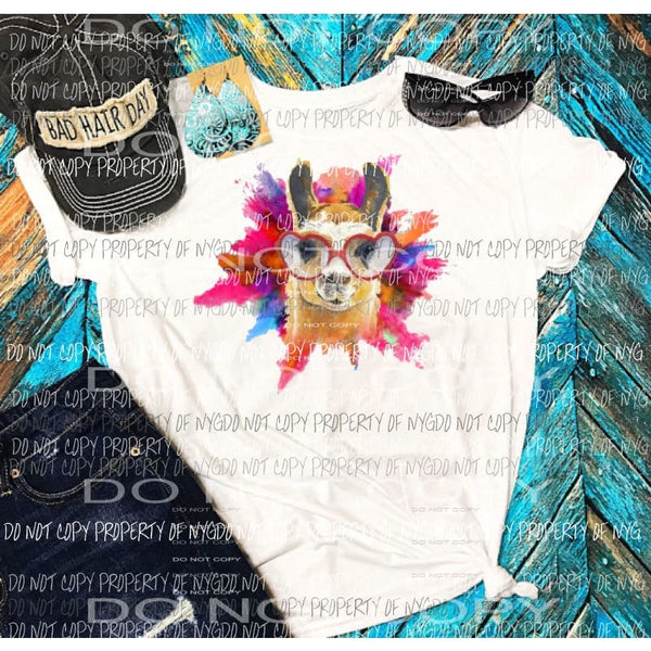 Watercolor llama with glasses Sublimation transfers Heat Transfer