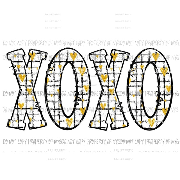 XOXO #2 hearts stripes gold black Sublimation transfers Heat Transfer