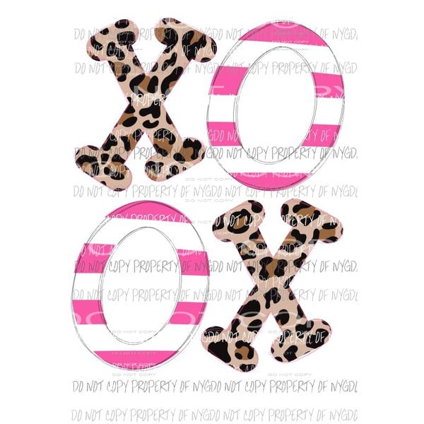 XOXO #20 pink stripes leopard Sublimation transfers Heat Transfer