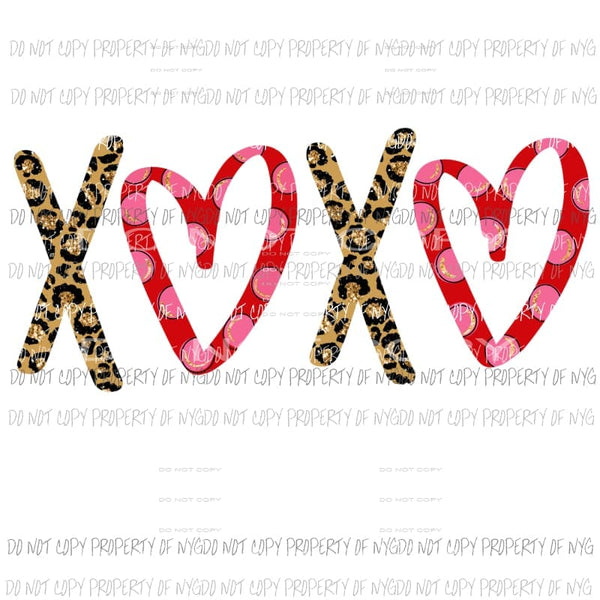 XOXO #21 red pink polka dots leopard Sublimation transfers Heat Transfer