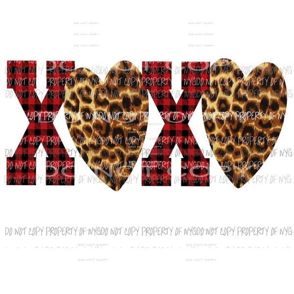 XOXO #4 red plaid leopard hearts Sublimation transfers Heat Transfer