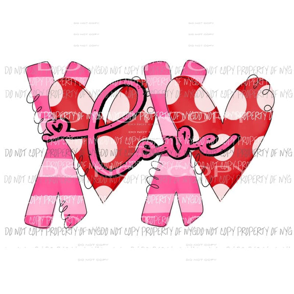 XOXO love pink red Sublimation transfers Heat Transfer