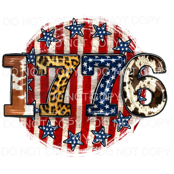 1776 Cowhide Leopard Stars Stripes Circle Bicentennial USA 