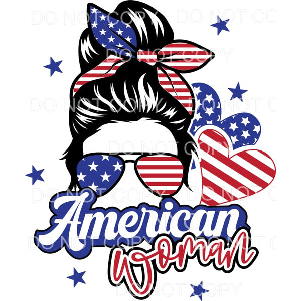 All American Woman Topknot 4th of July USA America 