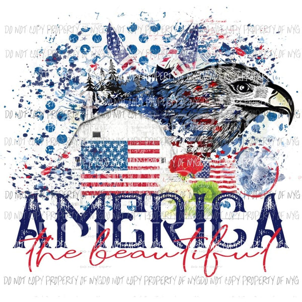 America The Beautiful flag eagle red white blue Sublimation transfers Heat Transfer