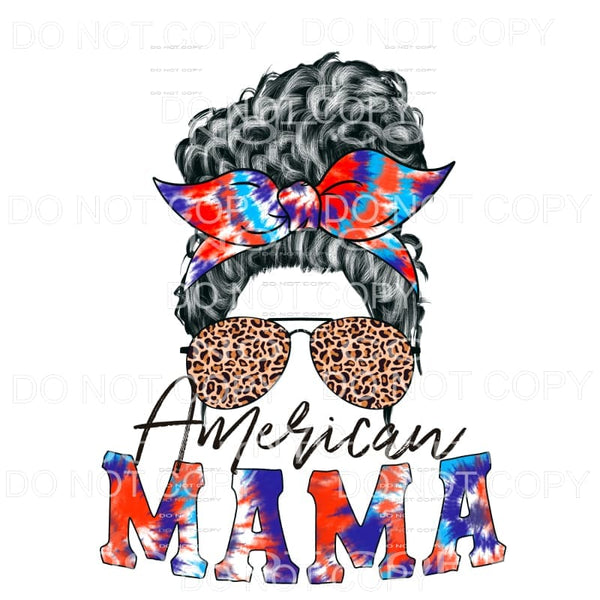 American Mama Curly Messy Bun Tie Dye Leopard Sublimation 
