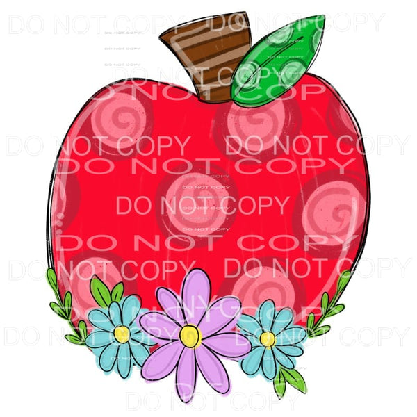 Apple With Polka Dots Flowers Sublimation transfers - Heat 