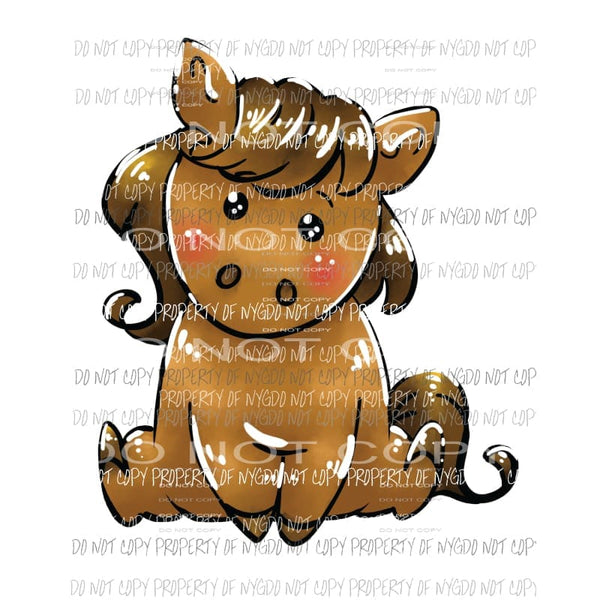 Baby Horse sitting hand drawn Sublimation transfers Heat Transfer