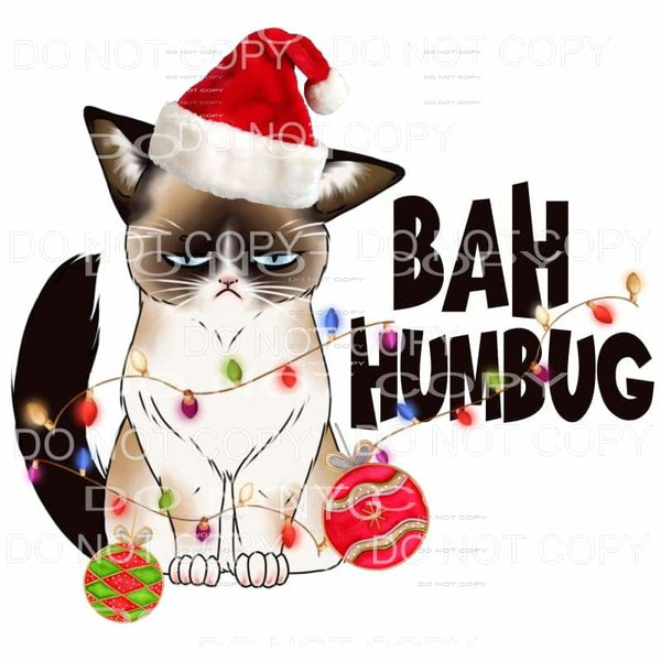 Bah Humbug Grumpy Cat Santa Hat Christmas Lights Ornaments 