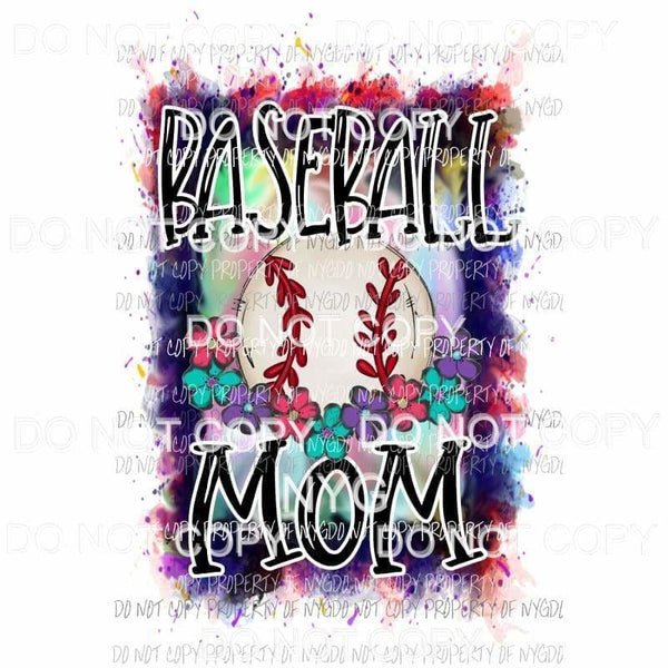 Baseball Mom #7 flowers watercolor splatter Sublimation transfers Heat Transfer