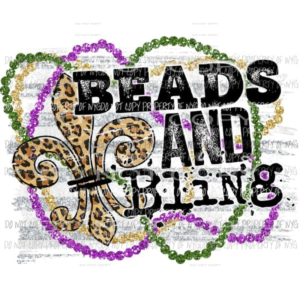 Beads and Bling Sublimation transfers Mardi Gras Heat Transfer