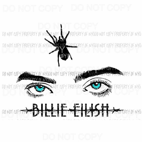 Billie Eilish turquoise eyes spider music Sublimation transfers Heat Transfer