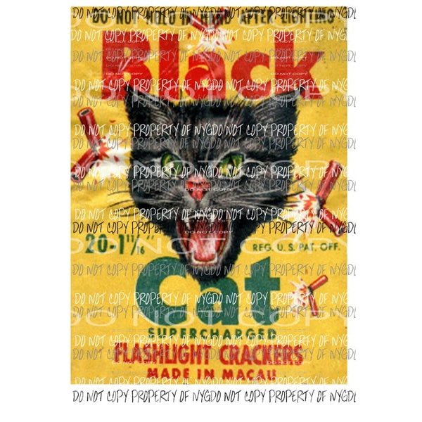 Black Cat # 1 USA America Fireworks Sublimation transfers Heat Transfer