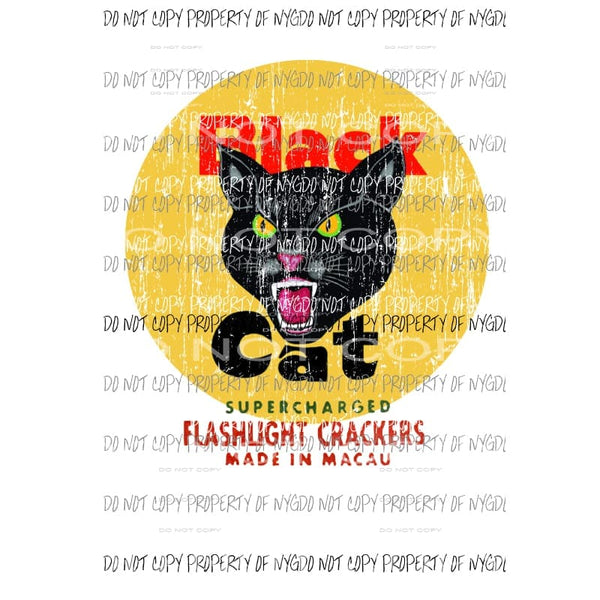 Black Cat # 3 USA America Fireworks Sublimation transfers Heat Transfer